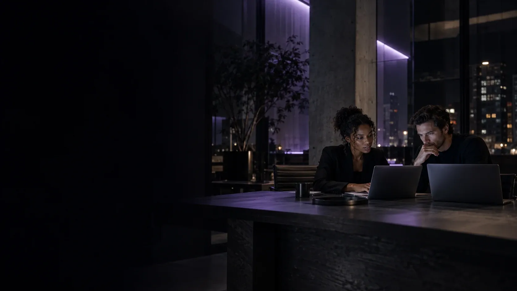Illustrative scene of a team working on AI and software